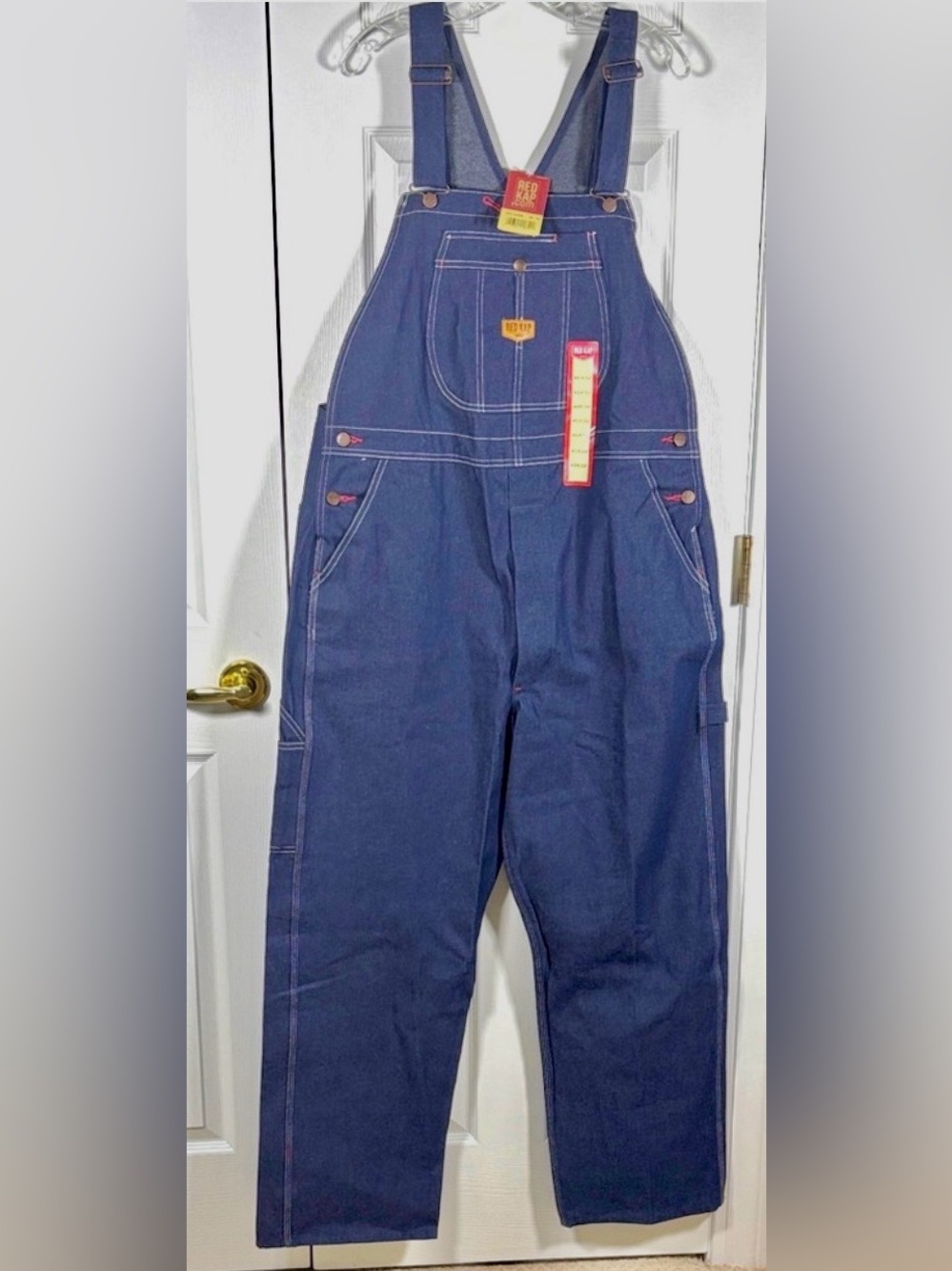 NWT Red Kap Men's Farm Outdoors Denim Blue Jean Bib Overalls 40 x 32 - Picture 2 of 7